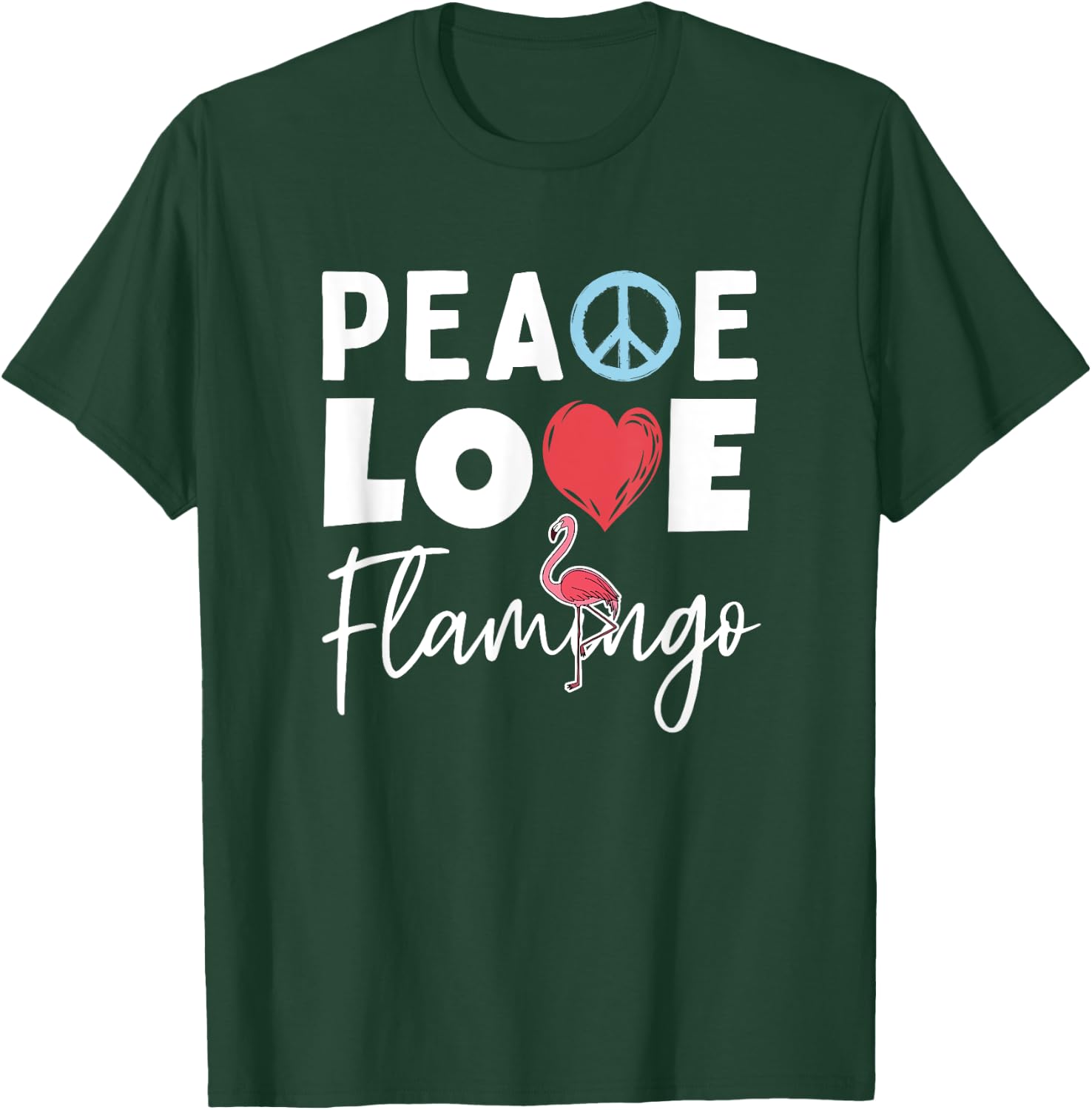 Zoo Keeper Gift Peace Love Flamingo T-Shirt - T-Shirt | Forest