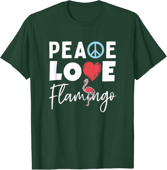 Zoo Keeper Gift Peace Love Flamingo T-Shirt - T-Shirt | Forest