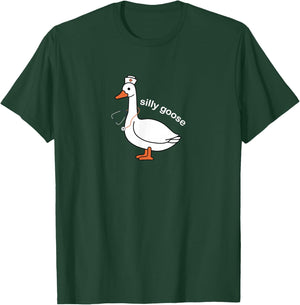 Silly Goose Nurse Hat Stethoscope Funny Medical Humor T-Shirt - T-Shirt | Forest