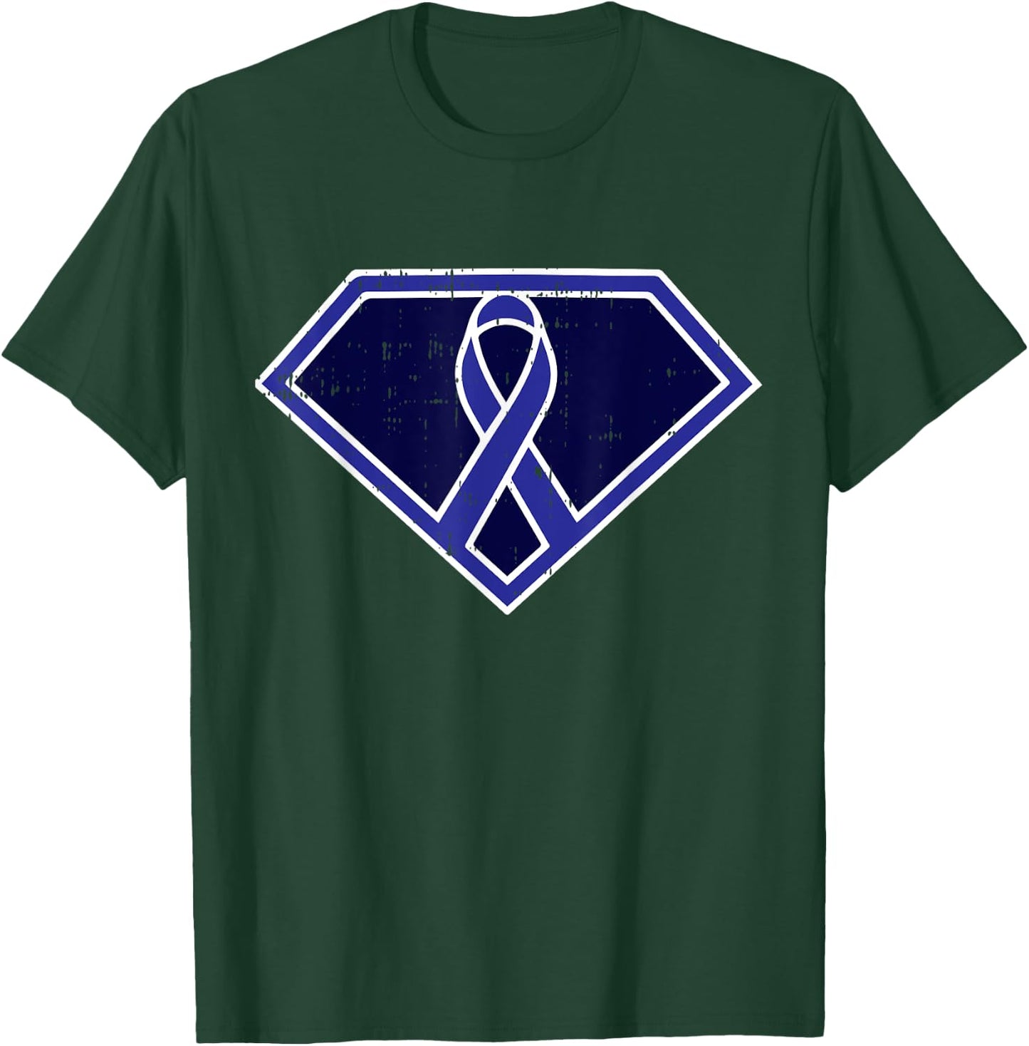 Superhero Colon Cancer Awareness Ribbon Warrior Fighter Gift T-Shirt - T-Shirt | Forest
