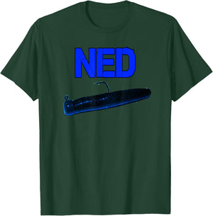 NED Rig Bass Fishing Jigs Apparel For Fishermen By Black Fly T-Shirt - T-Shirt | Forest