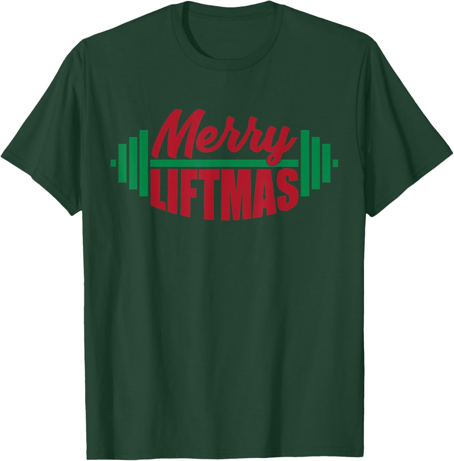 Merry Liftmas Funny Weightlifting Gym Xmas Workout Exercise T-Shirt - T-Shirt | Forest