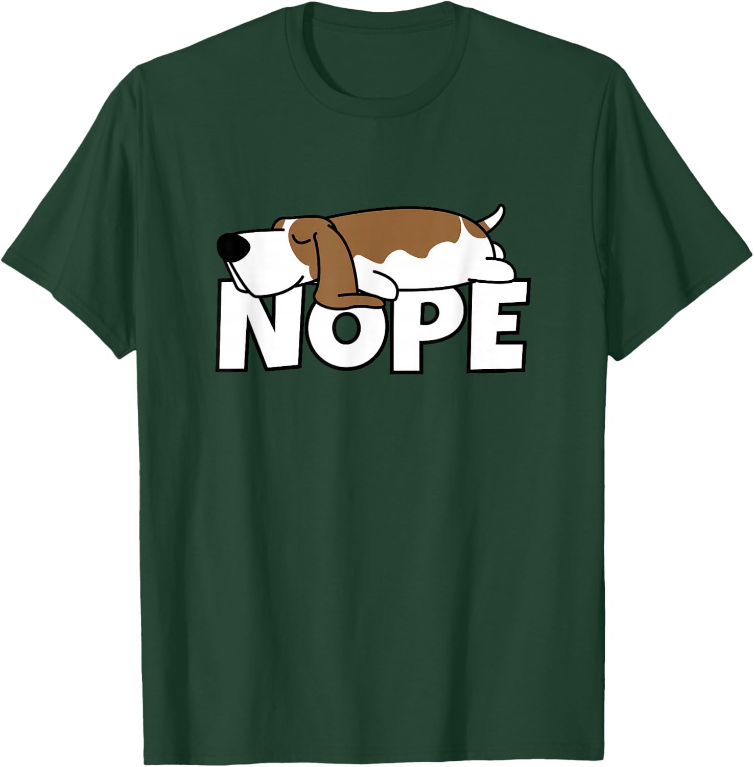 Lazy Basset Hound Cute Dog Nope T-Shirt - T-Shirt | Forest