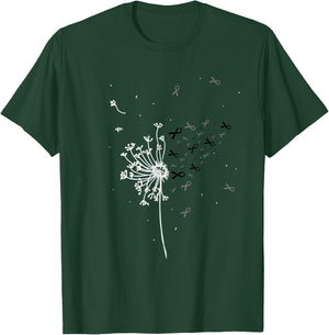Dandelion Black Ribbon Skin Cancer Melanoma Awareness Gifts T-Shirt - T-Shirt | Forest