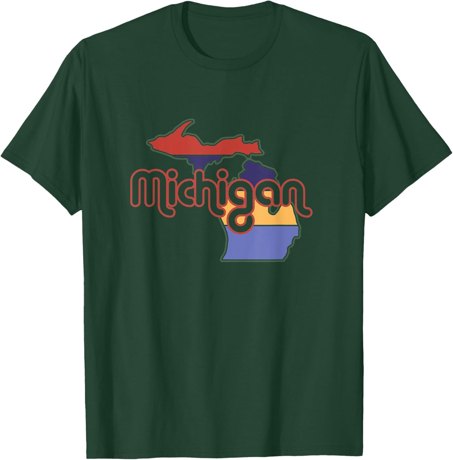 70s Retro Style Upper Peninsula Great Lake State Michigan T-Shirt - T-Shirt | Forest