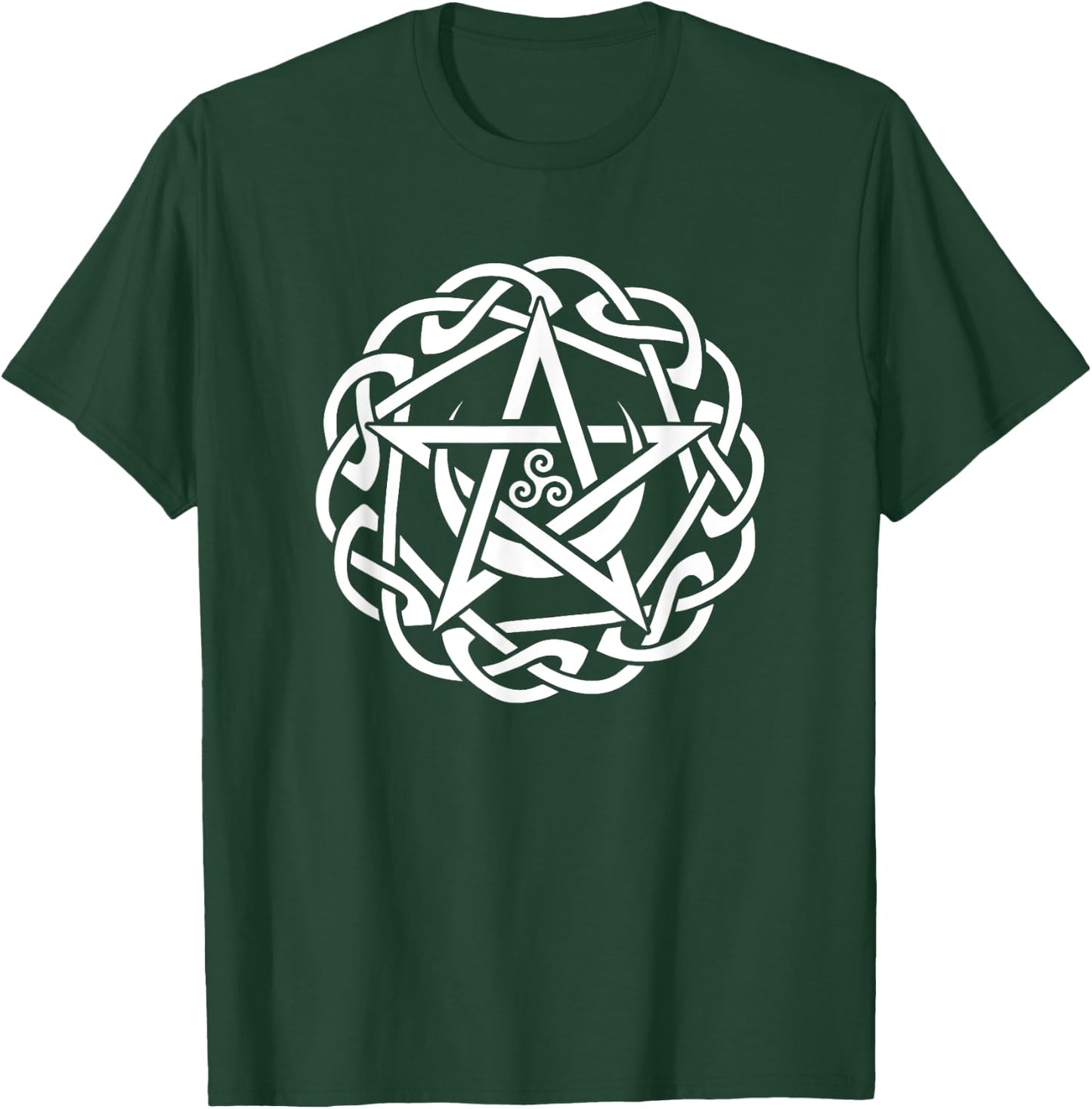 Celtic Pentacle With Moon And Triskelion Spiral T-Shirt - T-Shirt | Forest