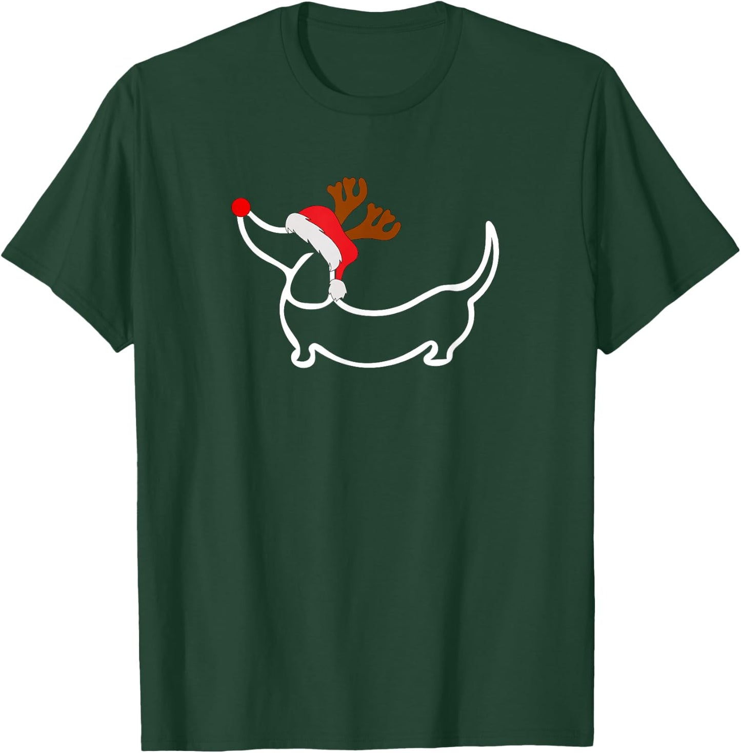 Christmas Dachshund Reindeer in Santa Hat T-Shirt - T-Shirt | Forest