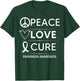 Parkinsons Disease Awareness Peace Love Cure Silver Ribbon T-Shirt - T-Shirt | Forest
