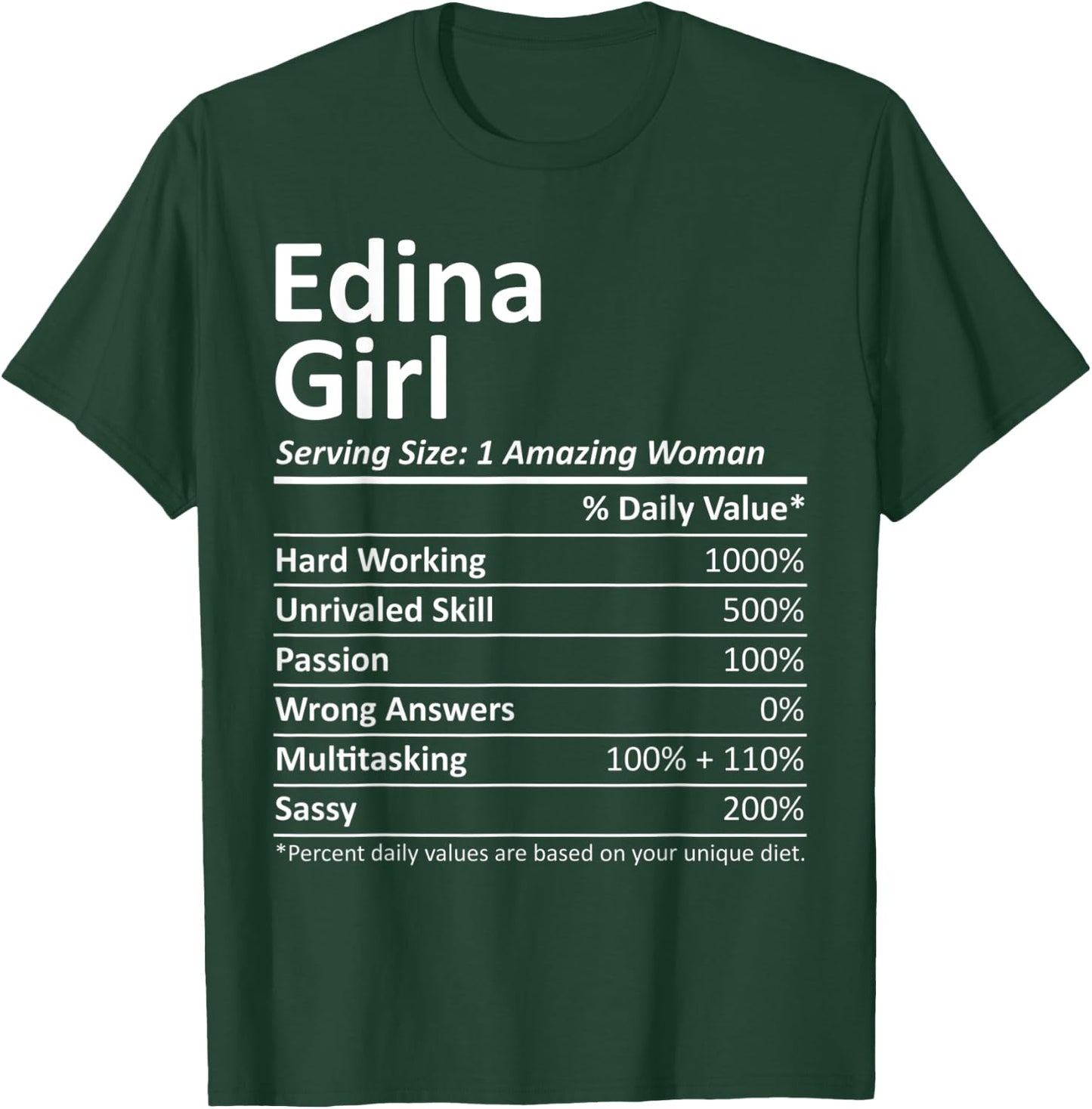EDINA GIRL MN MINNESOTA Funny City Home Roots USA Gift T-Shirt - T-Shirt | Forest