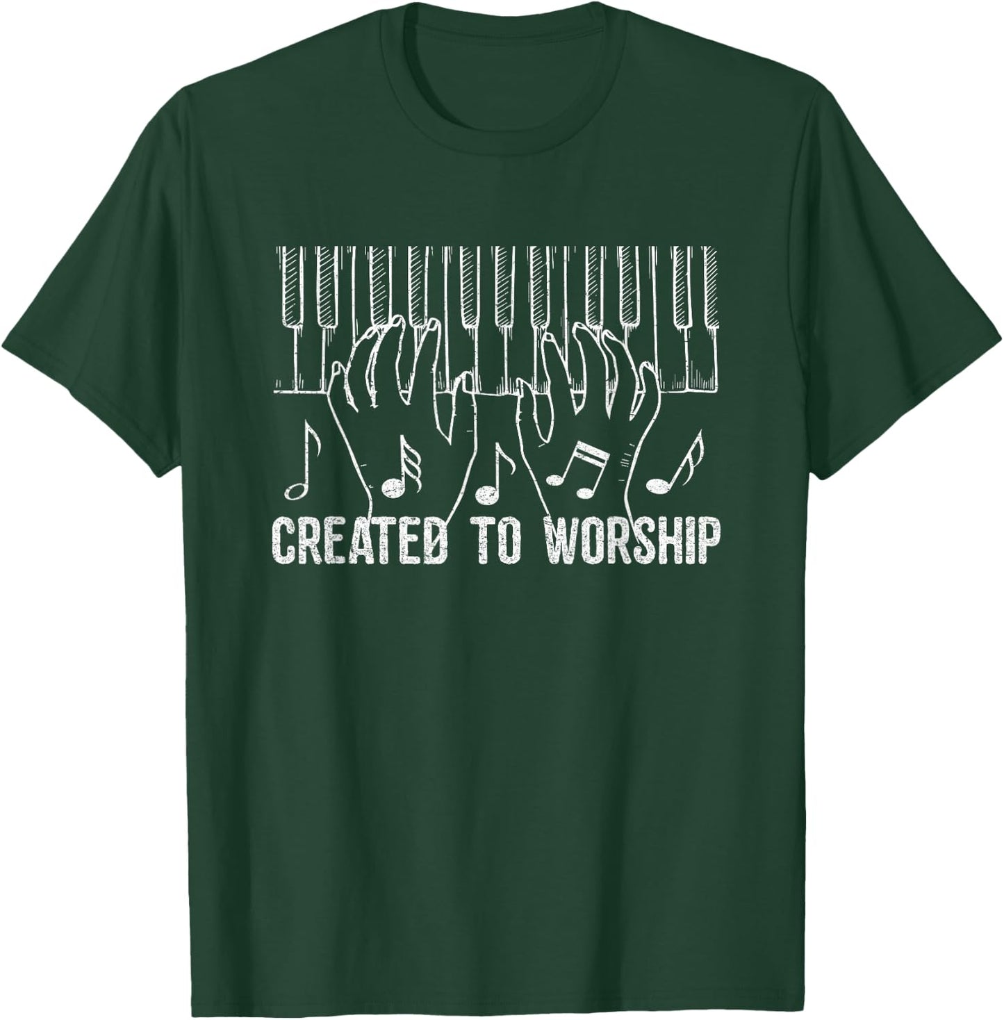 Created to Worship Piano Keyboard Gift T-Shirt - T-Shirt | Forest