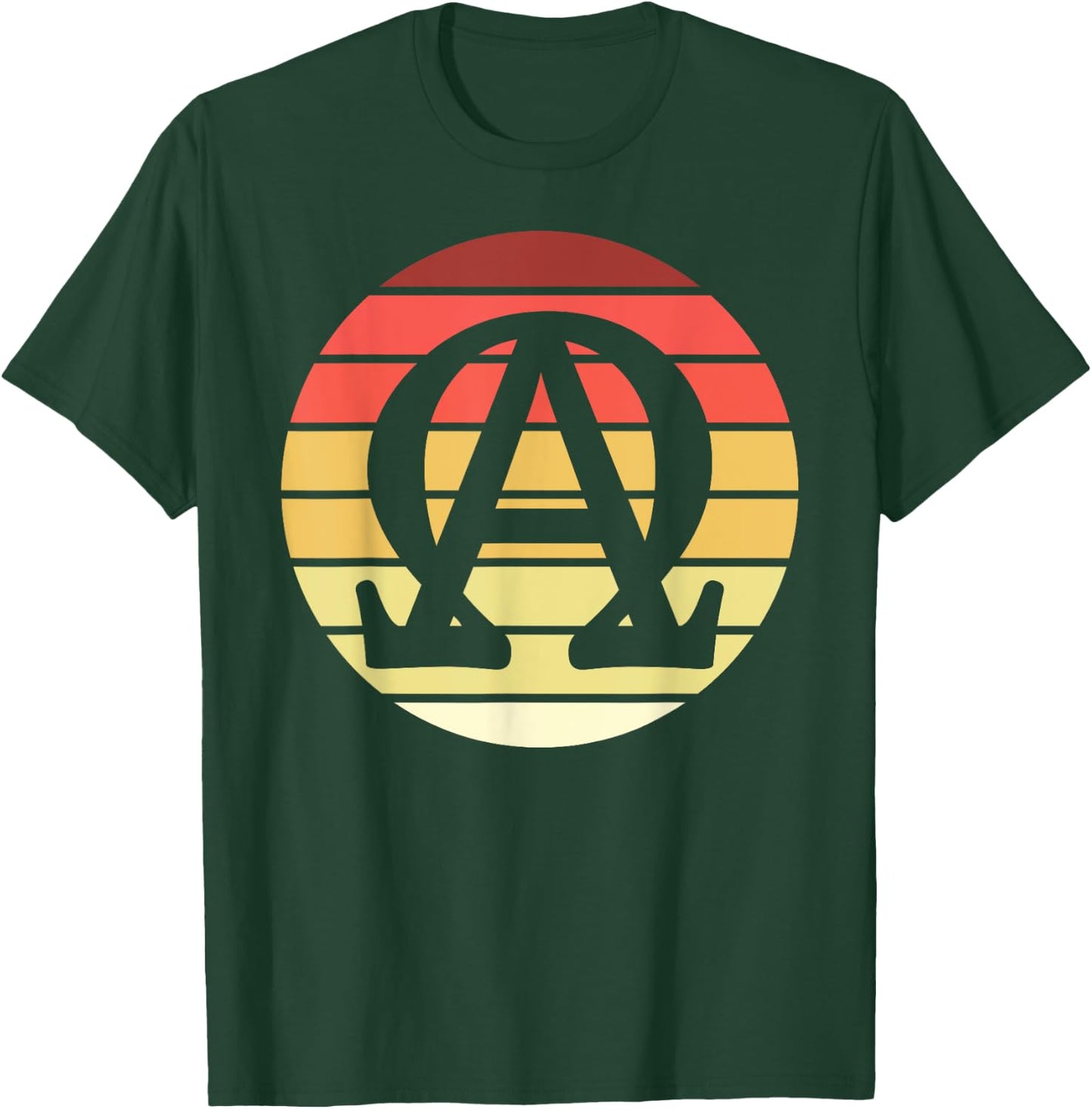 Alpha and Omega Symbol Retro Sunset Art Catholic Men Priests T-Shirt - T-Shirt | Forest