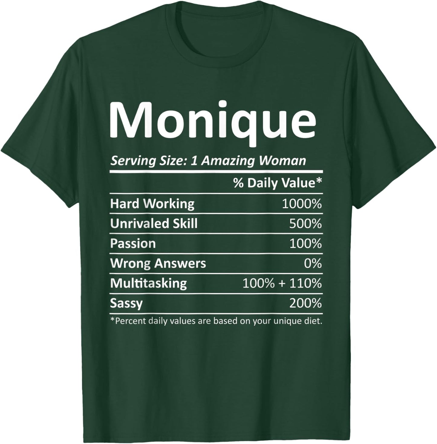 MONIQUE Nutrition Personalized Name Funny Christmas Gift T-Shirt - T-Shirt | Forest