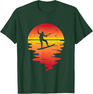 Cool Sunset Wakeboarding Graphic For Wakeboard Lovers T-Shirt - T-Shirt | Forest