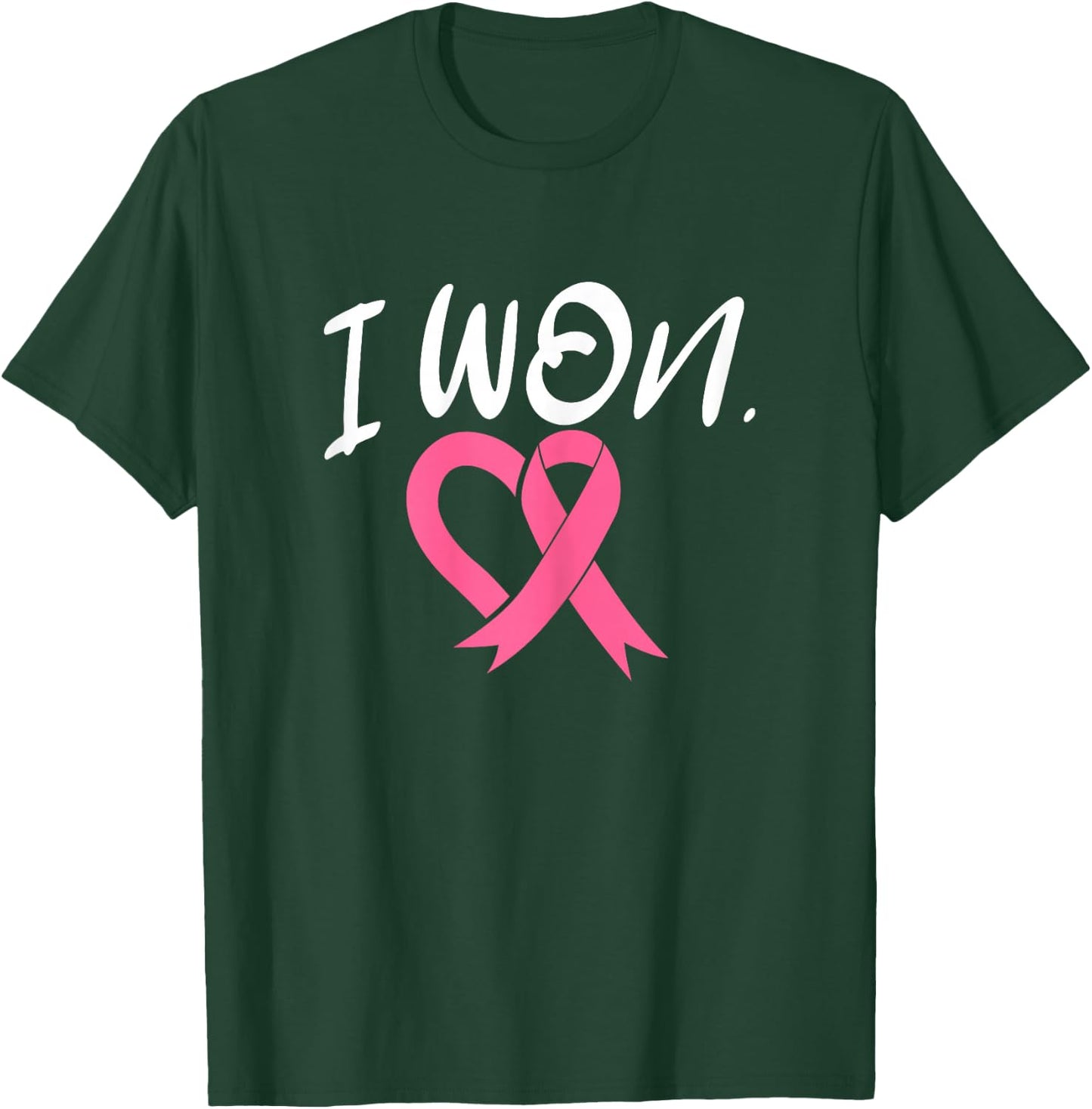 I Won Breast Cancer Awareness Support Pink Ribbon Survivor T-Shirt - T-Shirt | Forest