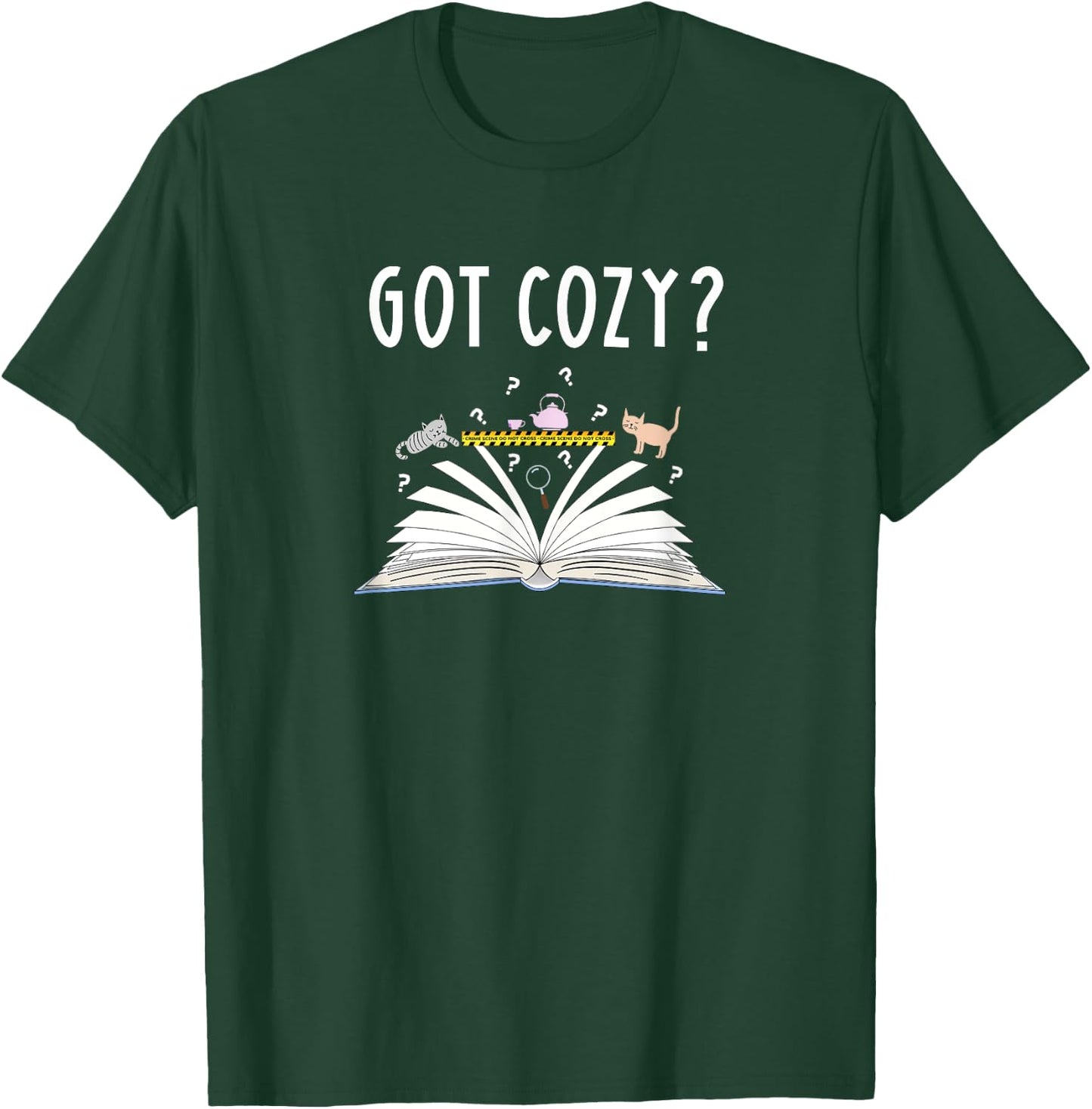 Cozy Cat Mystery Book Lover Reading Nerd Cute Bookish Reader Men Women Kids T-Shirt - T-Shirt | Forest