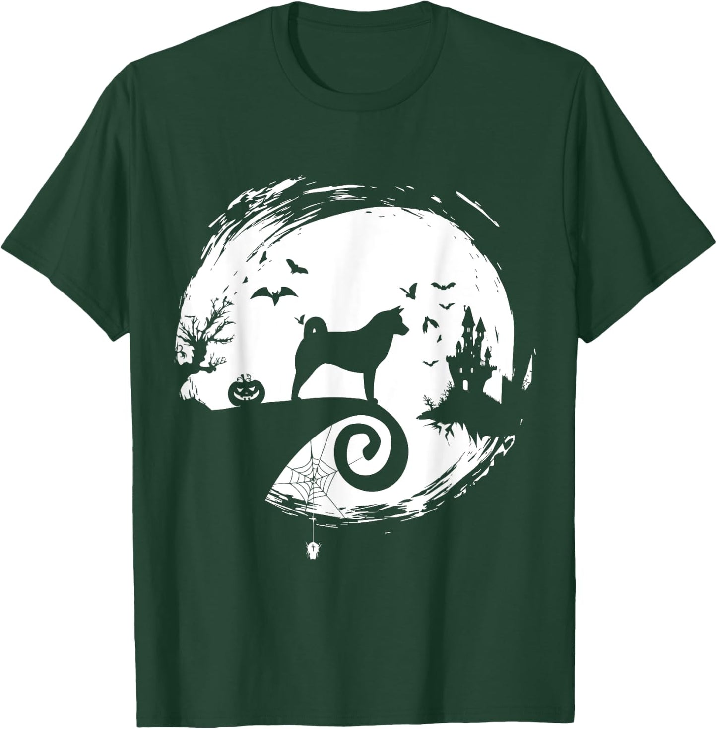 Shiba Inu Halloween Costume Moon Silhouette Horror T-Shirt - T-Shirt | Forest
