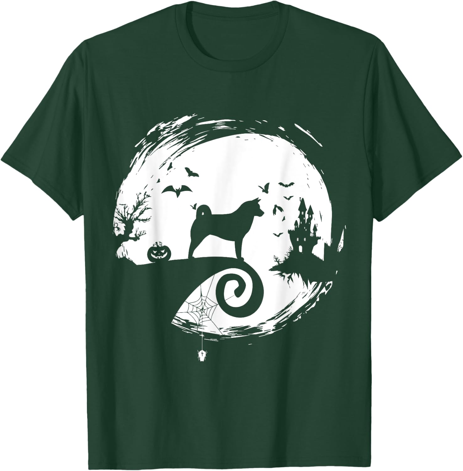 Shiba Inu Halloween Costume Moon Silhouette Horror T-Shirt - T-Shirt | Forest
