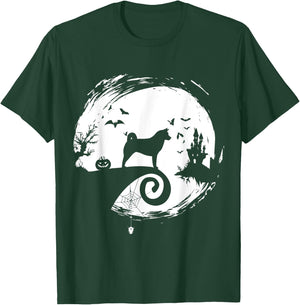 Shiba Inu Halloween Costume Moon Silhouette Horror T-Shirt - T-Shirt | Forest
