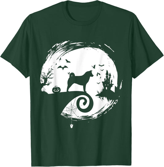 Shiba Inu Halloween Costume Moon Silhouette Horror T-Shirt - T-Shirt | Forest
