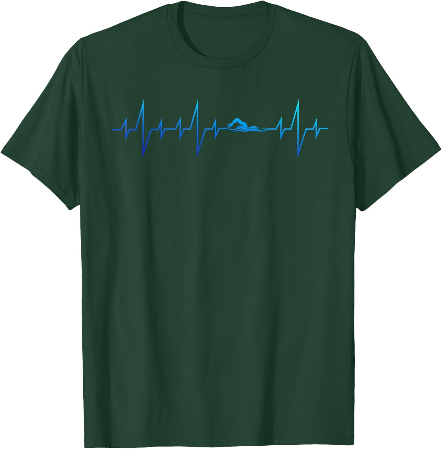 Sports Swimming Club Hobby Swimmer Heartbeat Swimming T-Shirt - T-Shirt | Forest