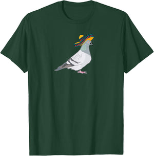 Funny pigeon pigeons with sombrero hat fun T-Shirt - T-Shirt | Forest