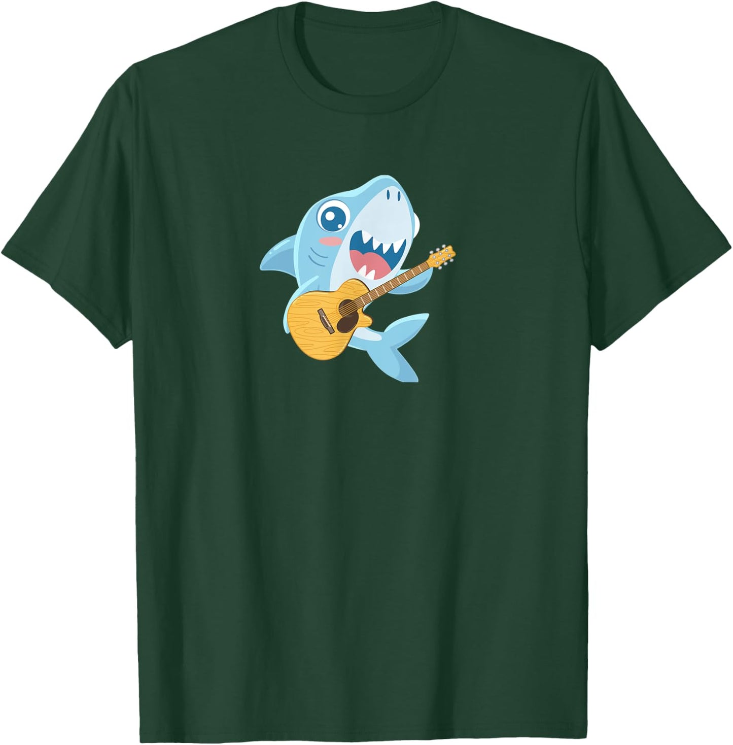 Shark Playing Acoustic Guitar Musical Fans Band Fish Lover T-Shirt - T-Shirt | Forest