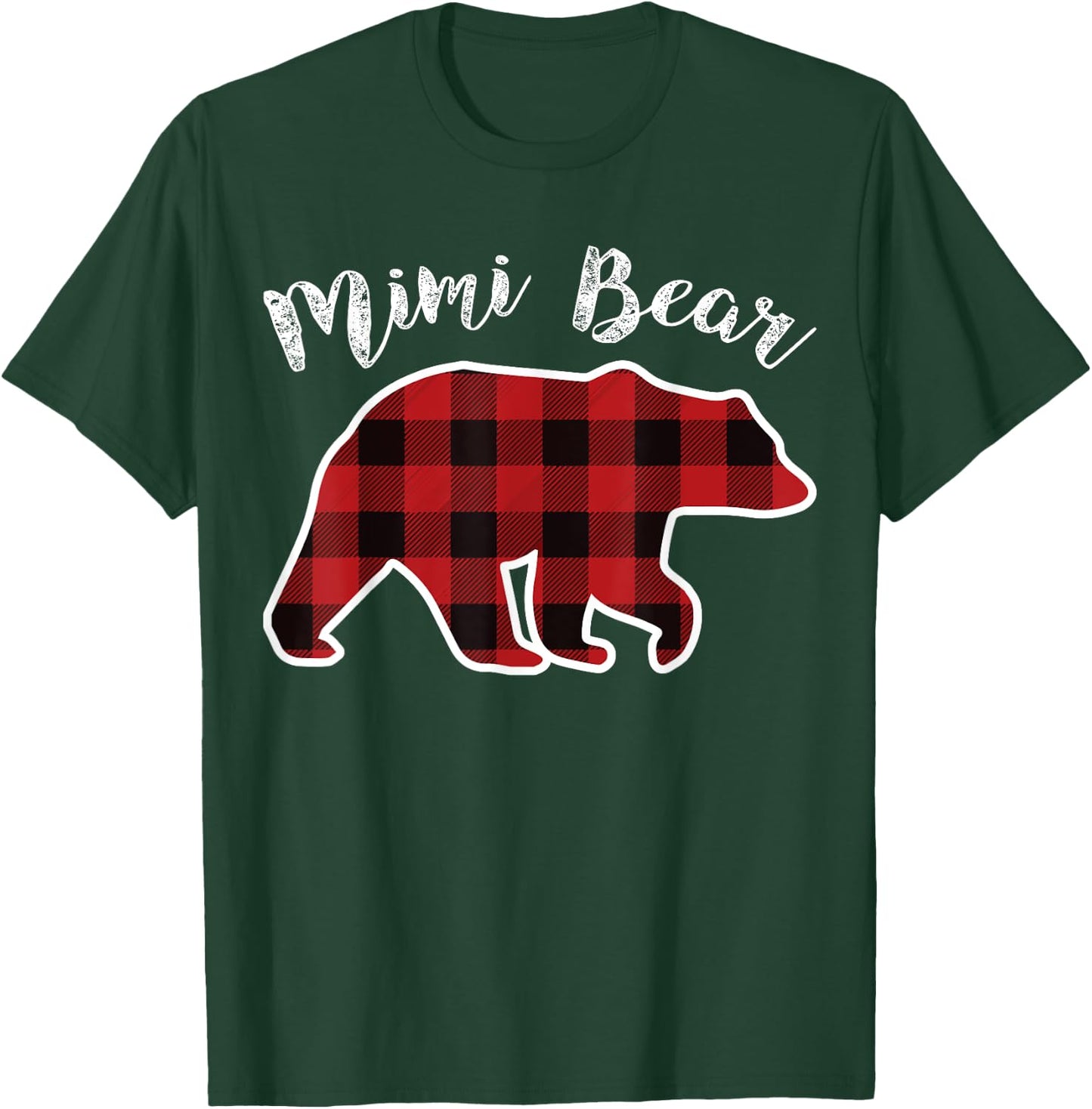 MIMI BEAR | Women Red Plaid Christmas Pajama Gift T-Shirt - T-Shirt | Forest