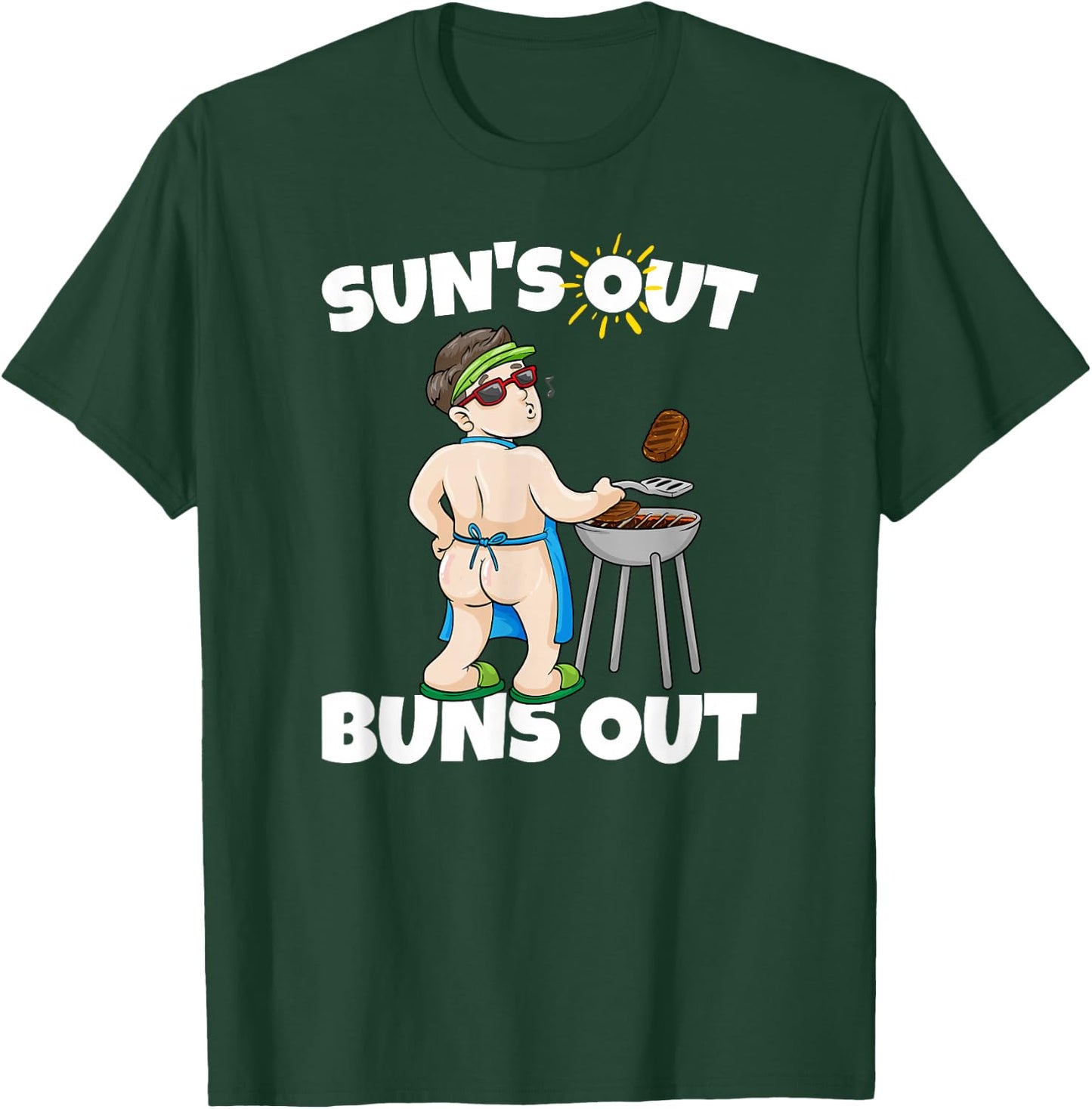 Suns Out Buns Out I Barbecue Pulled Pork Steak BBQ Grilling Men Women T-Shirt - T-Shirt | Forest