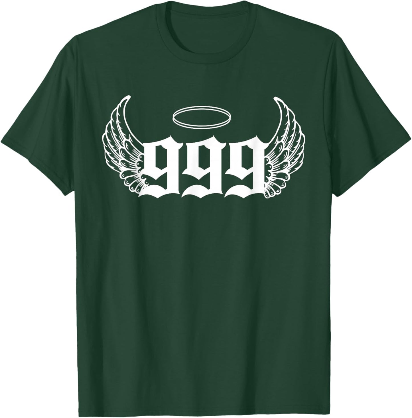 Urban Empyre 999 Angel Number - Adults, Black, Small, Short Sleeve, Modern, Astrology Theme with '999 Angel Number' Letter Print T-Shirt - T-Shirt | Forest