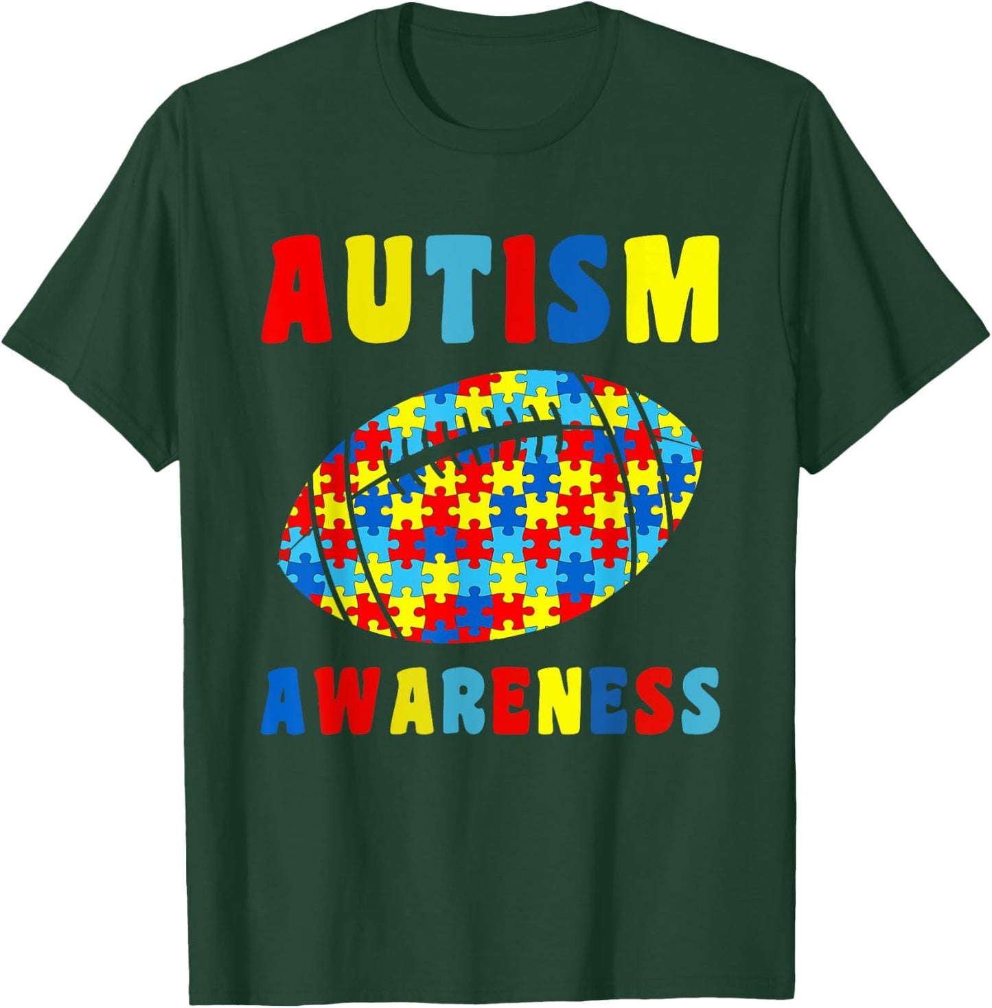 Love Football Puzzles Autism Awareness Kids Boys Girls T-Shirt - T-Shirt | Forest