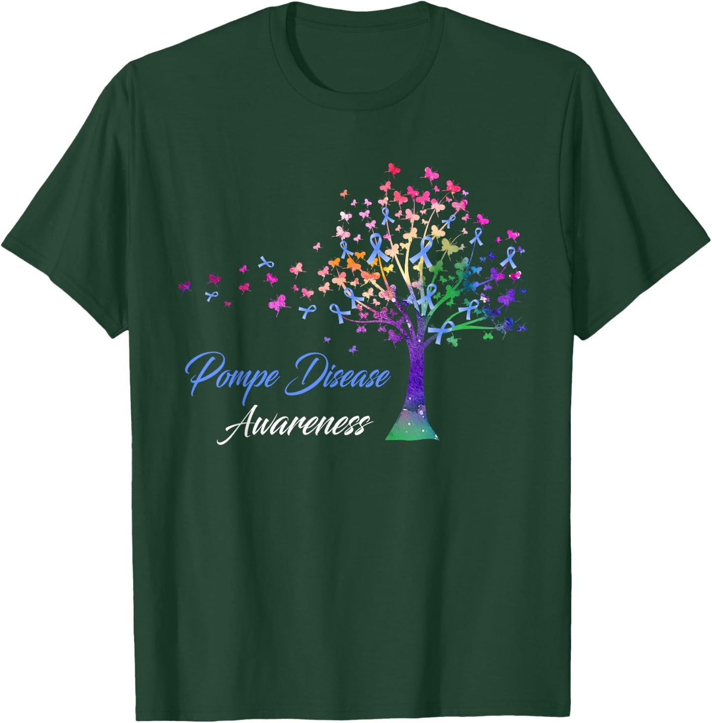 Tree Ribbon Pompe Disease Awareness T-Shirt - T-Shirt | Forest
