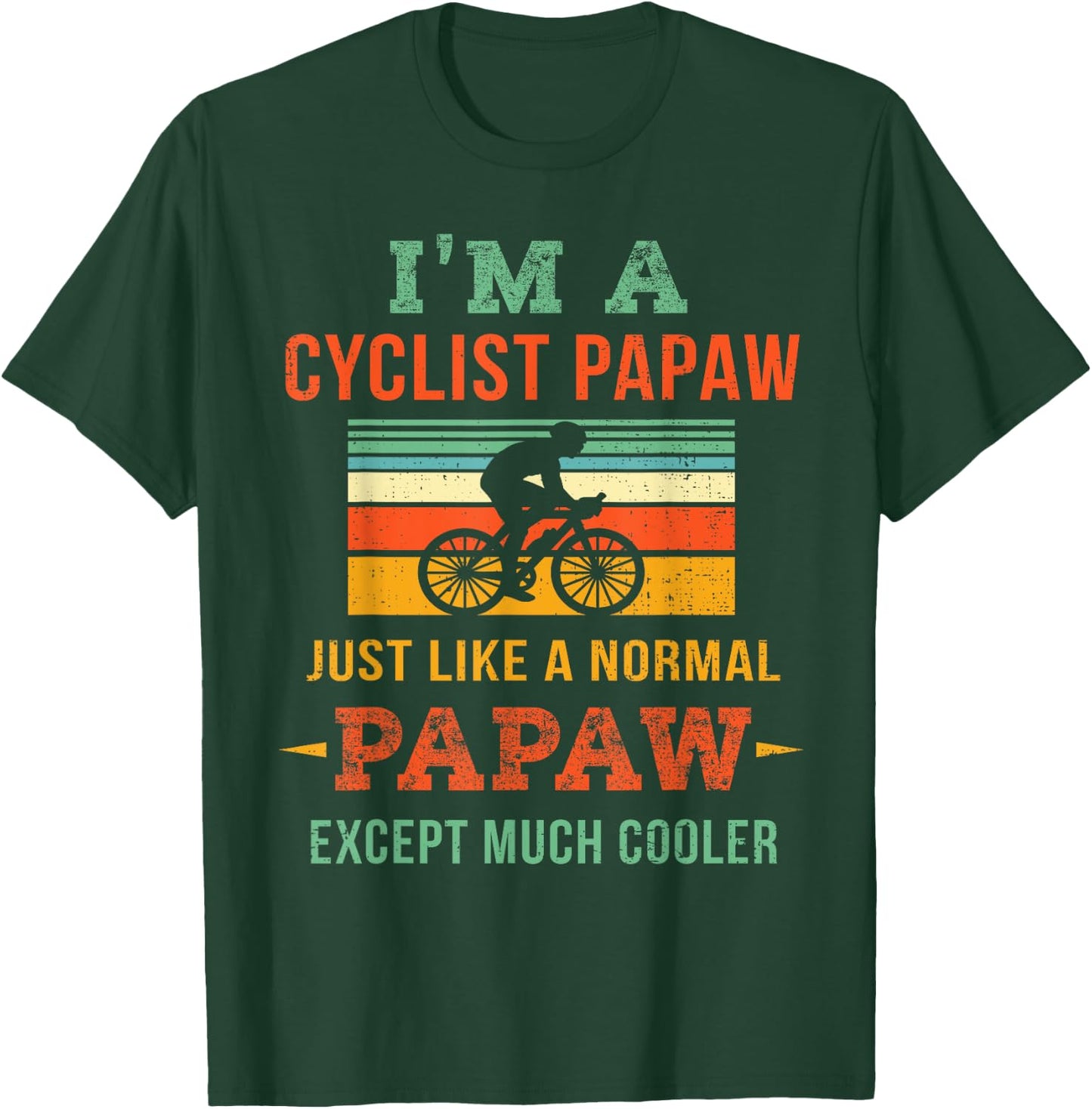 Retro Cyclist Papaw Gift Grandpa Cycling Road Biking T-Shirt - T-Shirt | Forest