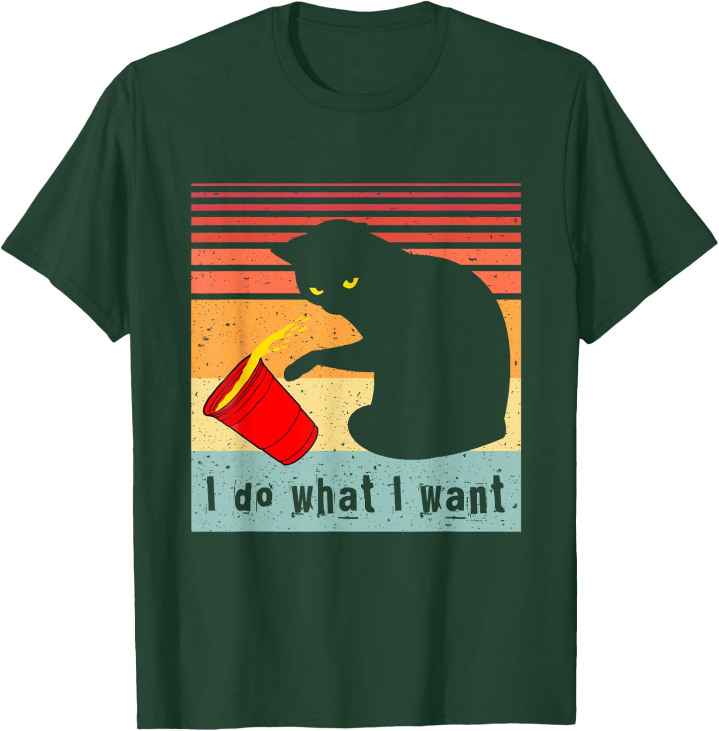 Do What I Want Vintage Black Cat Red Cup Funny My Cat T-Shirt - T-Shirt | Forest