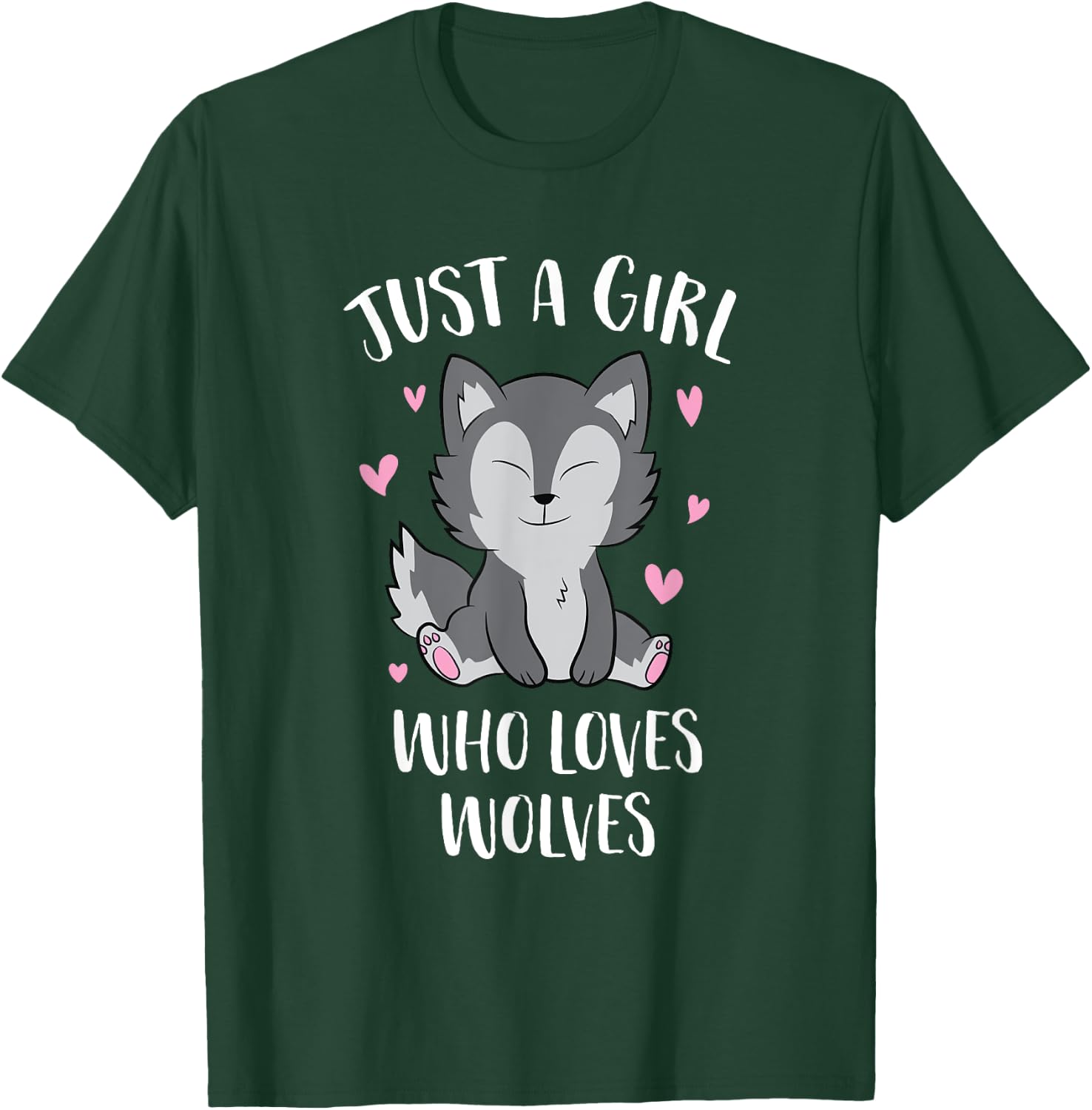 Just A Girl Who Loves Wolves Cute Wolf Girl T-Shirt - T-Shirt | Forest