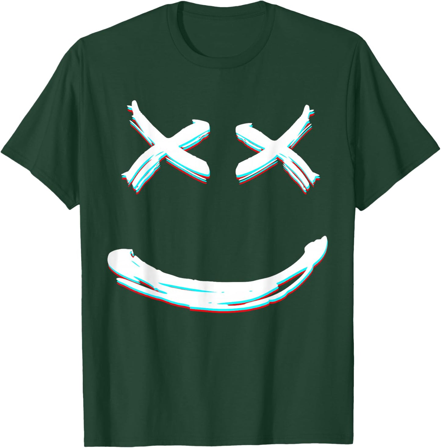 X Eyed Smile Face | X Eyes T-Shirt - T-Shirt | Forest