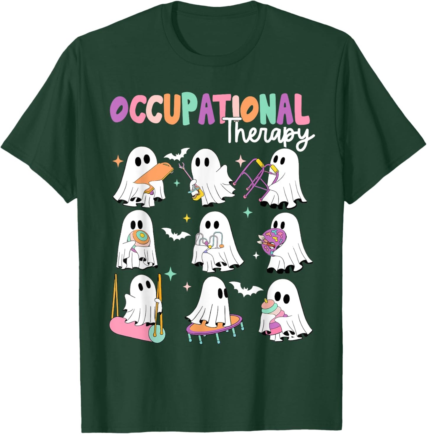 OT Occupational Therapy Halloween Retro Ghost OT Halloween T-Shirt - T-Shirt | Forest