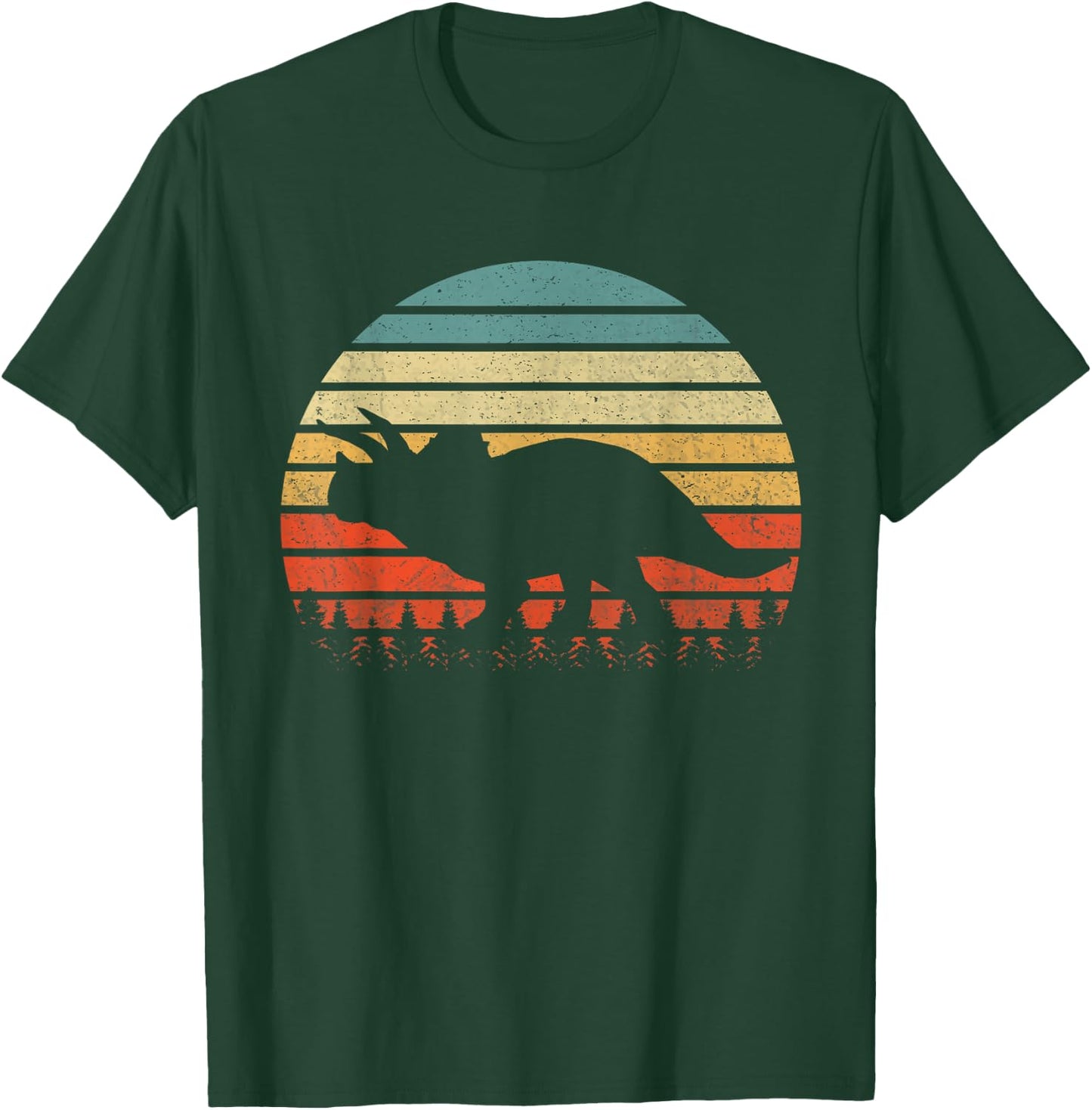 Vintage Triceratops Dinosaurus Sunset Retro T-Shirt - T-Shirt | Forest