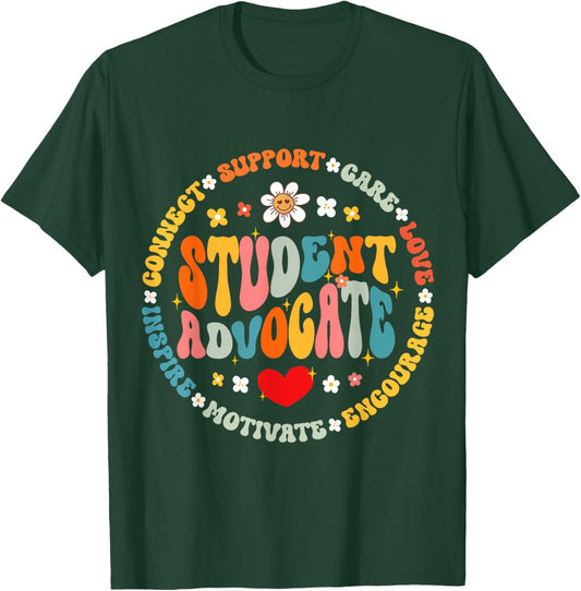 Groovy Student Advocate Appreciation Back to School T-Shirt - T-Shirt | Forest