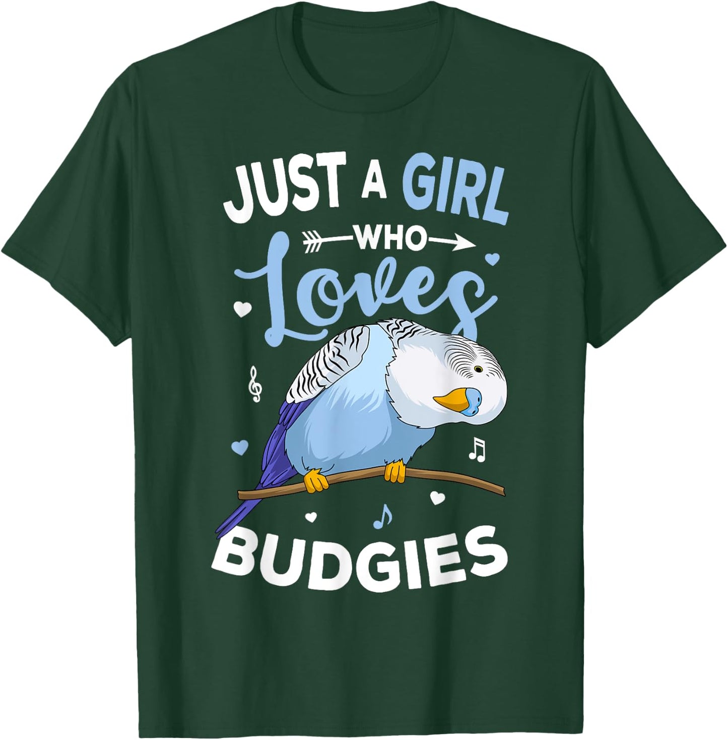 Just A Girl Who Loves Budgies Blue Parakeet Budgerigar Girls T-Shirt - T-Shirt | Forest