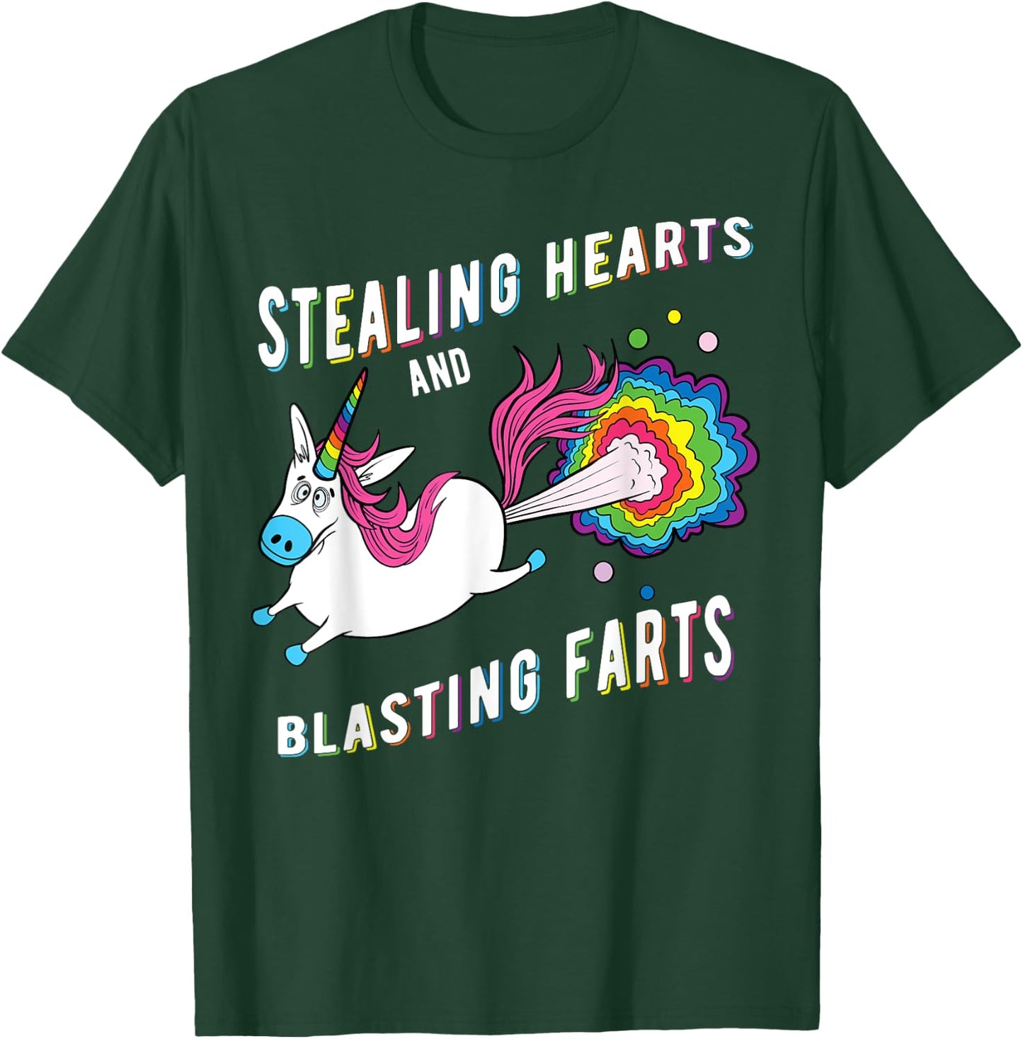 Stealing Hearts And Blasting Farts Unicorn Valentines Gift T-Shirt - T-Shirt | Forest