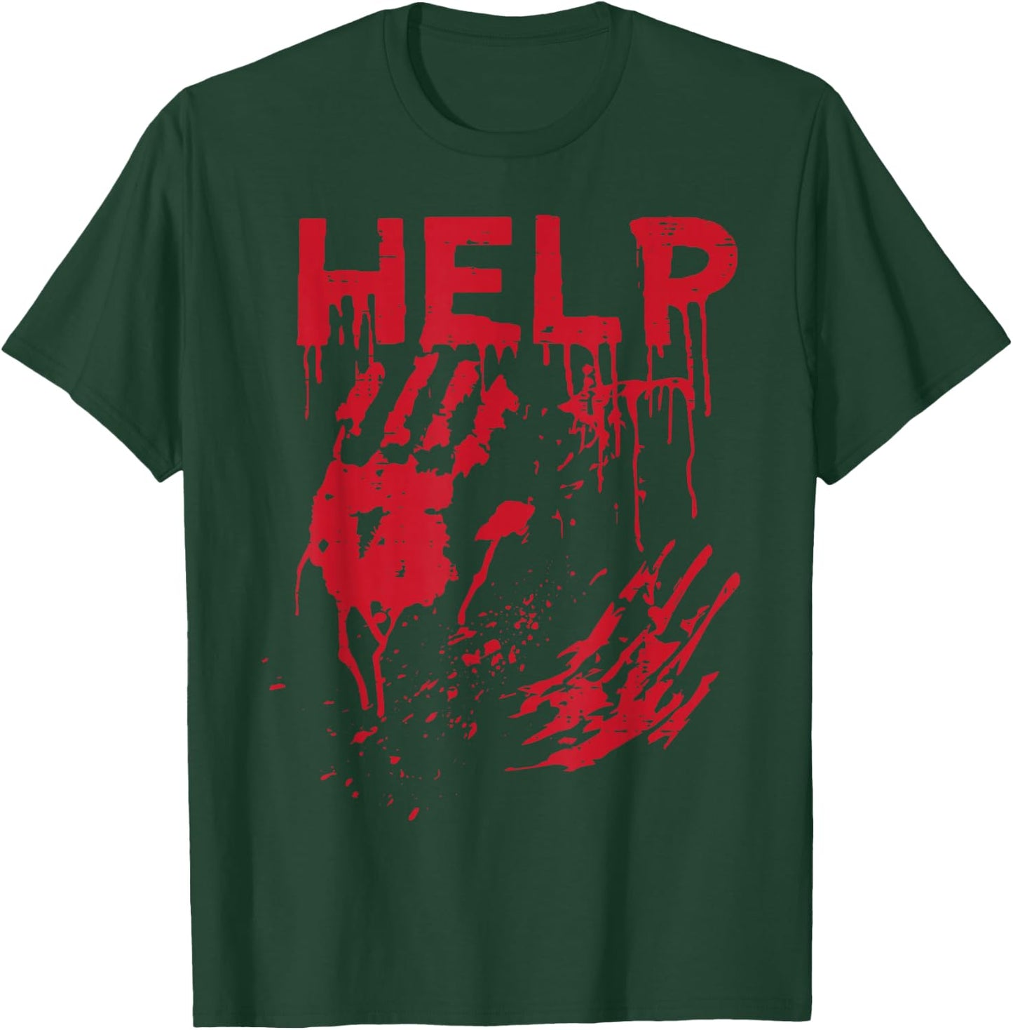 Halloween Help Blood Hands Funny Zombie Costume Men Women T-Shirt - T-Shirt | Forest