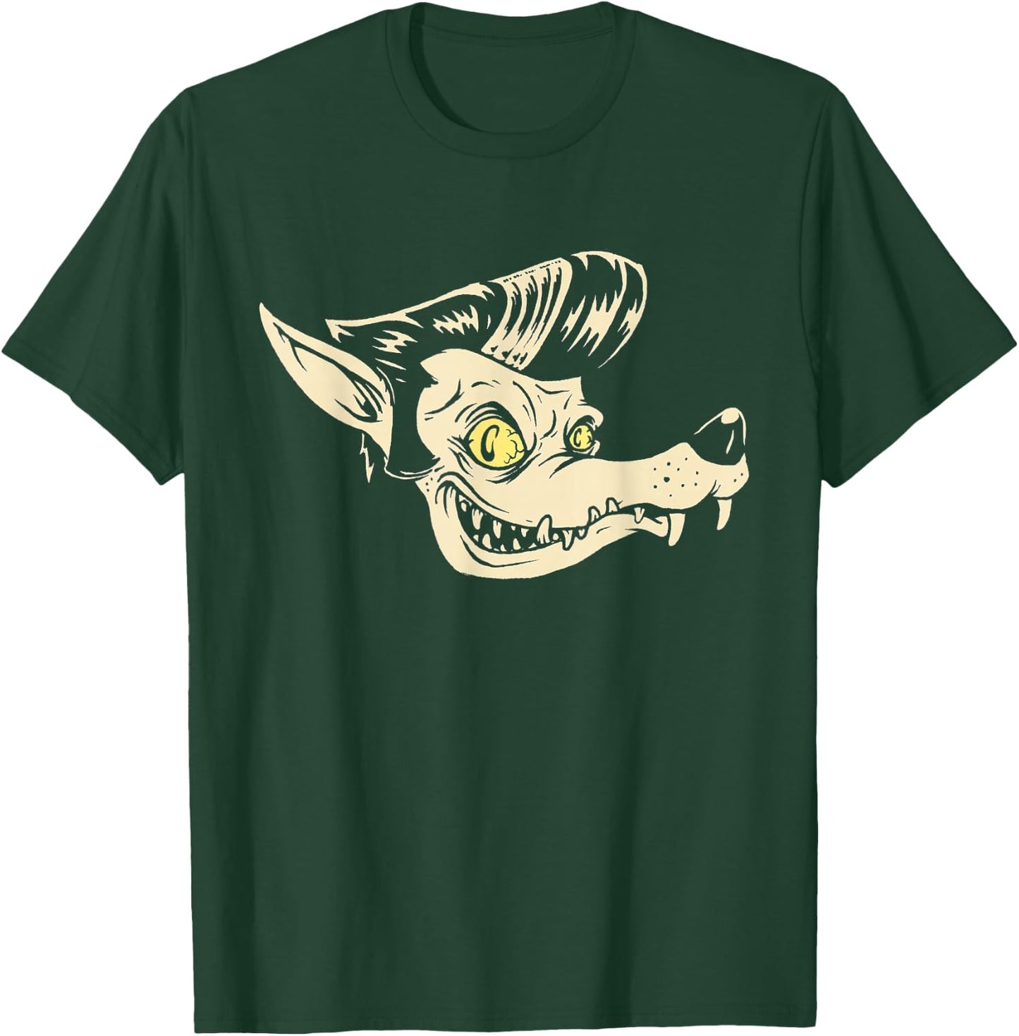 Horror Art - Rockabilly Wolf - Psychobilly Punk Art T-Shirt - T-Shirt | Forest
