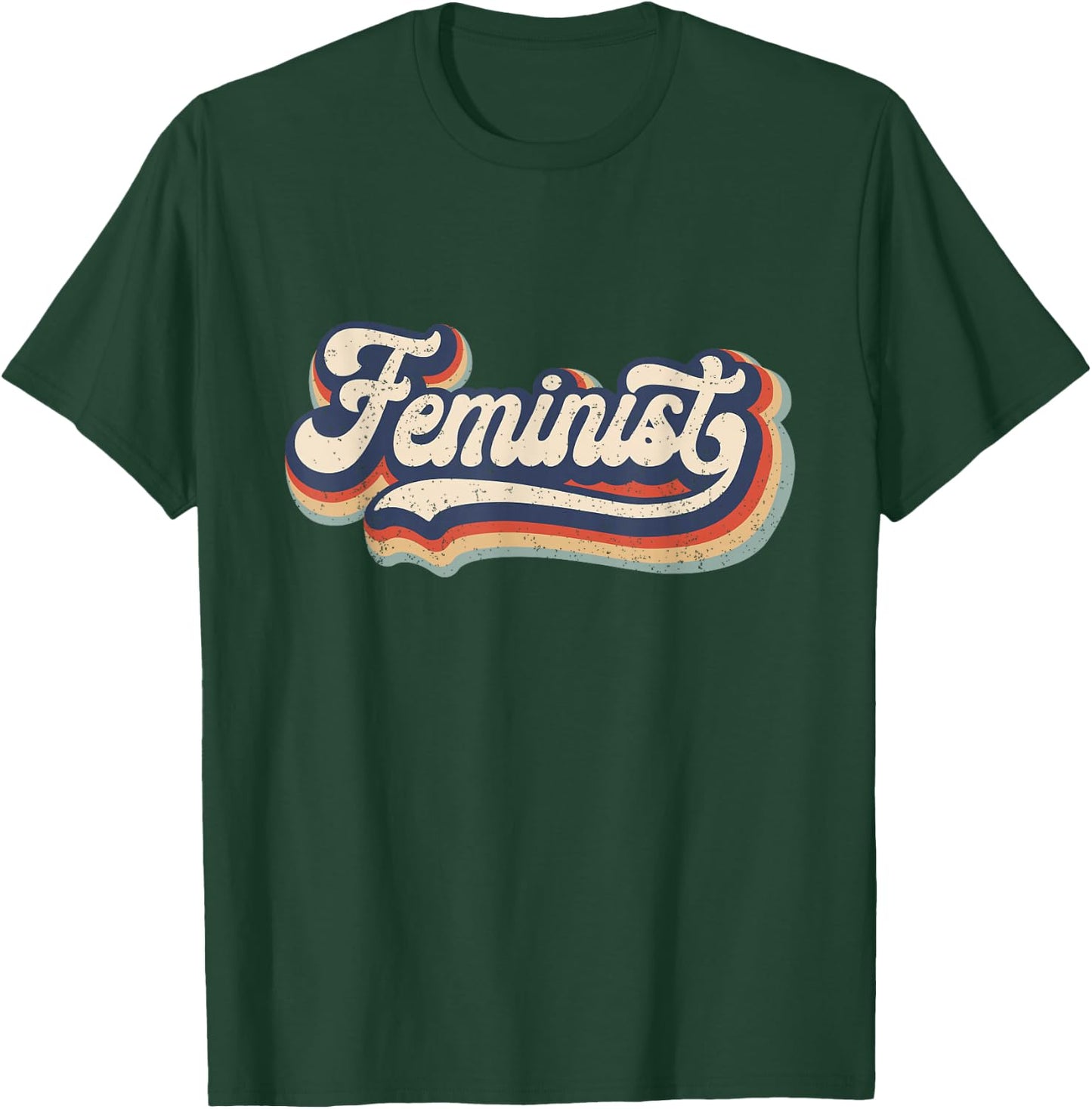 Feminist - Retro 70s Vintage Rainbow - Feminism Gift T-Shirt - T-Shirt | Forest