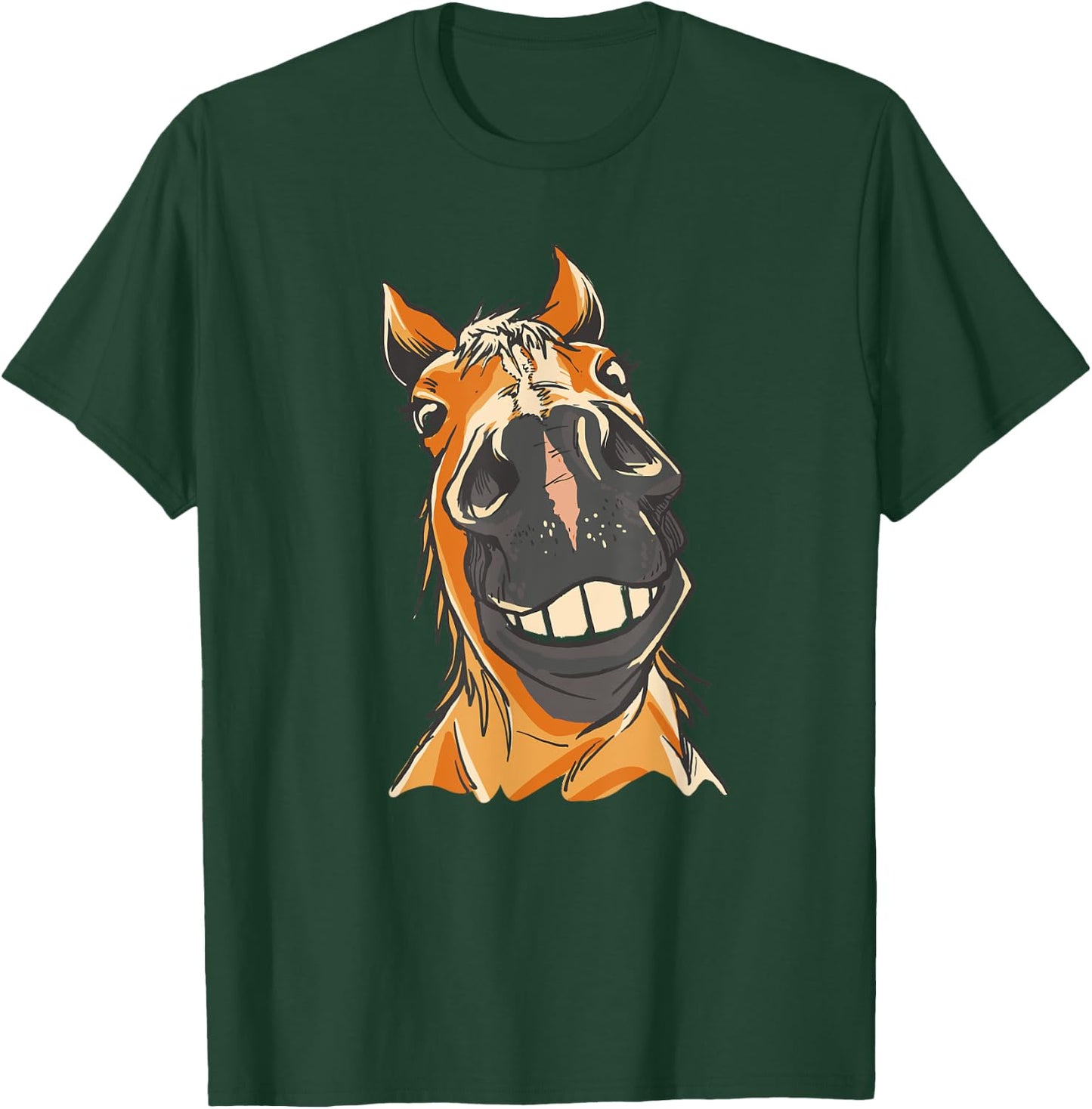 FUNNY HORSE Silly Horses Close Up Grin Teeth Meme T-Shirt - T-Shirt | Forest
