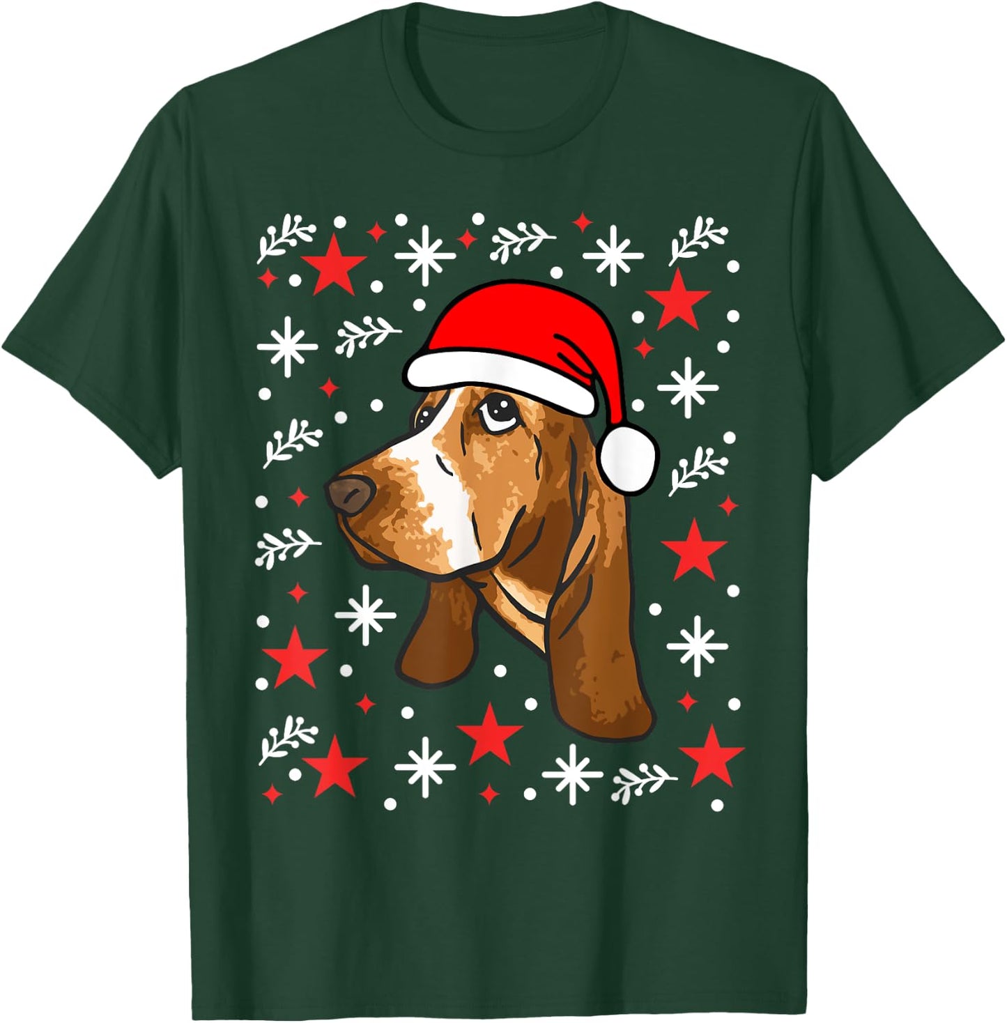 Basset Hound Christmas T-Shirt - T-Shirt | Forest