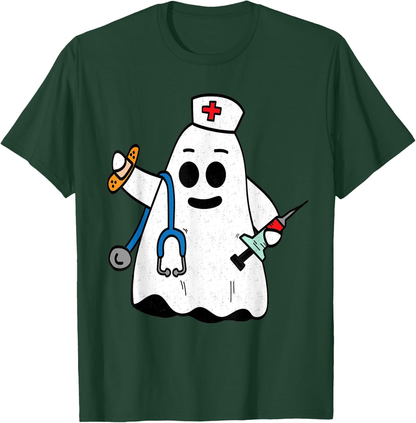 Nurse Ghost Scrub Cute Halloween Costume For Nurses Women RN T-Shirt - T-Shirt | Forest
