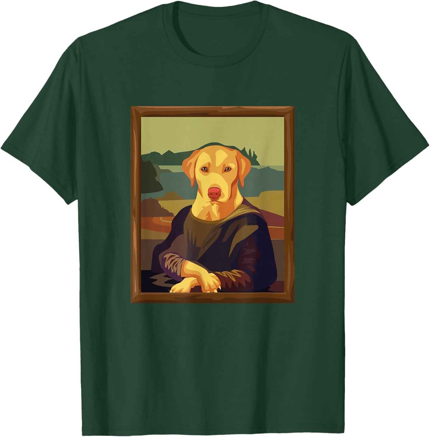 Funny Mona Lisa Yellow Lab Dog Art Parody T-Shirt - T-Shirt | Forest