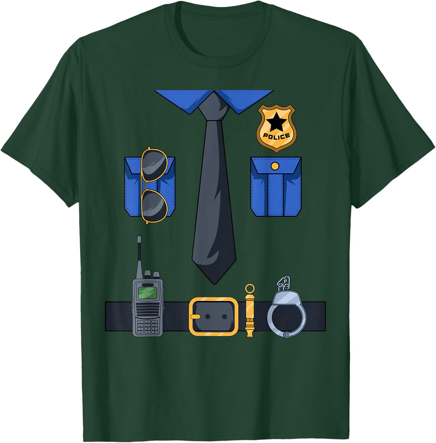 Police Officer Costume Policeman Enforcer Policewoman Cop T-Shirt - T-Shirt | Forest