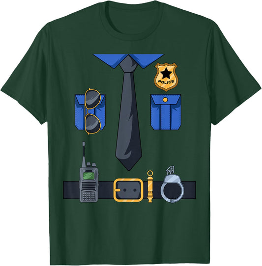 Police Officer Costume Policeman Enforcer Policewoman Cop T-Shirt - T-Shirt | Forest