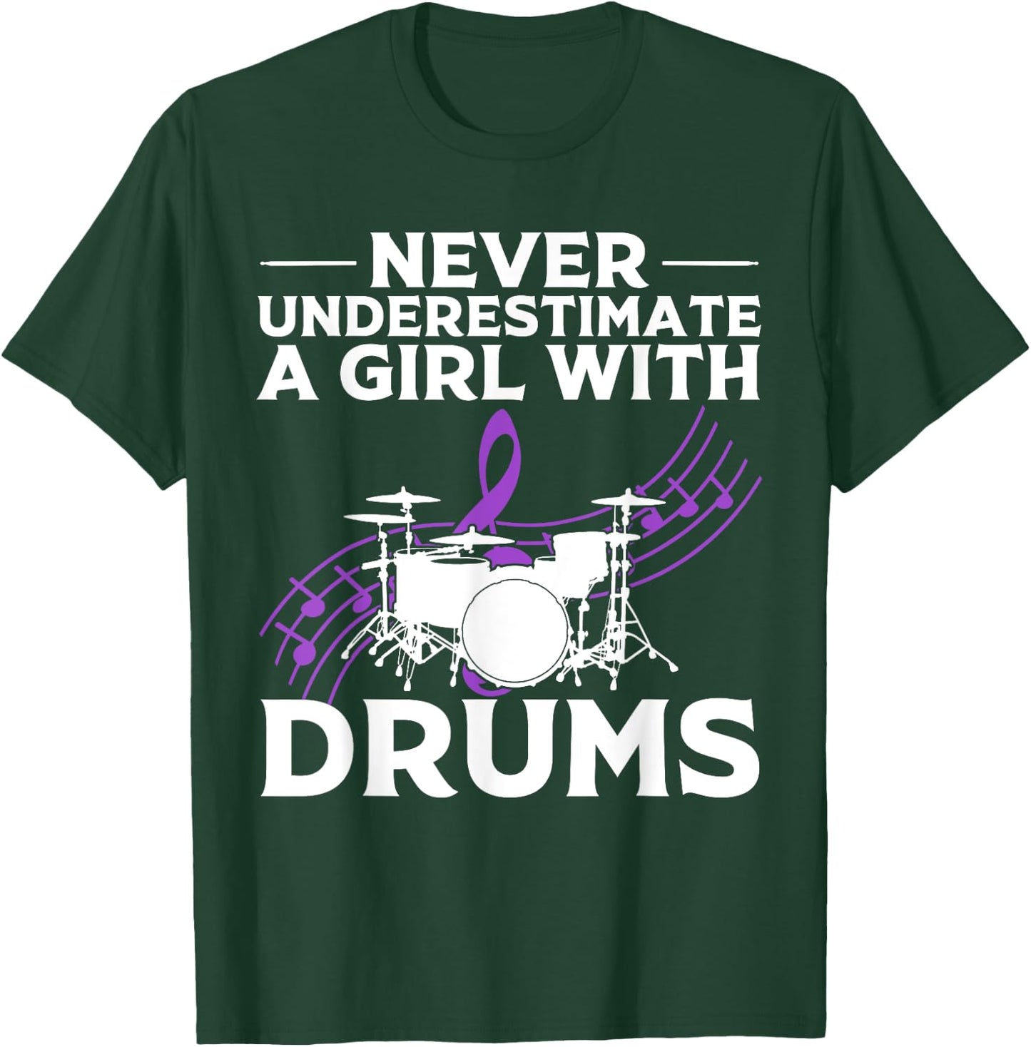Funny Girl Drummer Gift Cool Rock And Roll Lady T-Shirt - T-Shirt | Forest